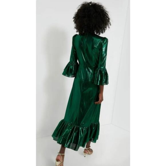 TUCKERNUCK Pomander Place Emerald Crinkle Lurex Lillith Dress NWT Size Medium - Picture 3 of 9